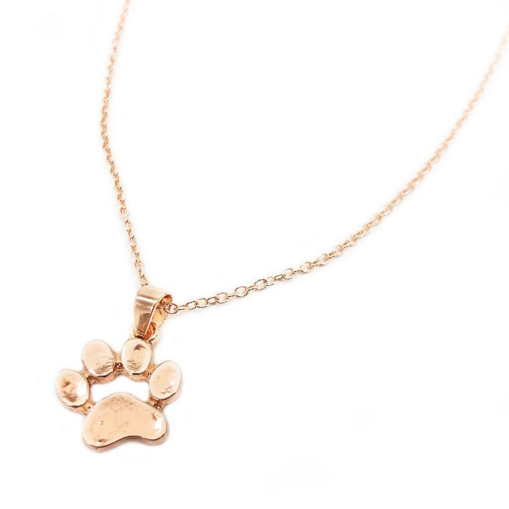 Dog Paw Pendant Necklace: Dog Paw Pendant Necklace Celebrate your love for dogs with this charming rose gold tone dog paw pendant. Crafted with attention to detail, the pendant captures the playful and heartwarming shape