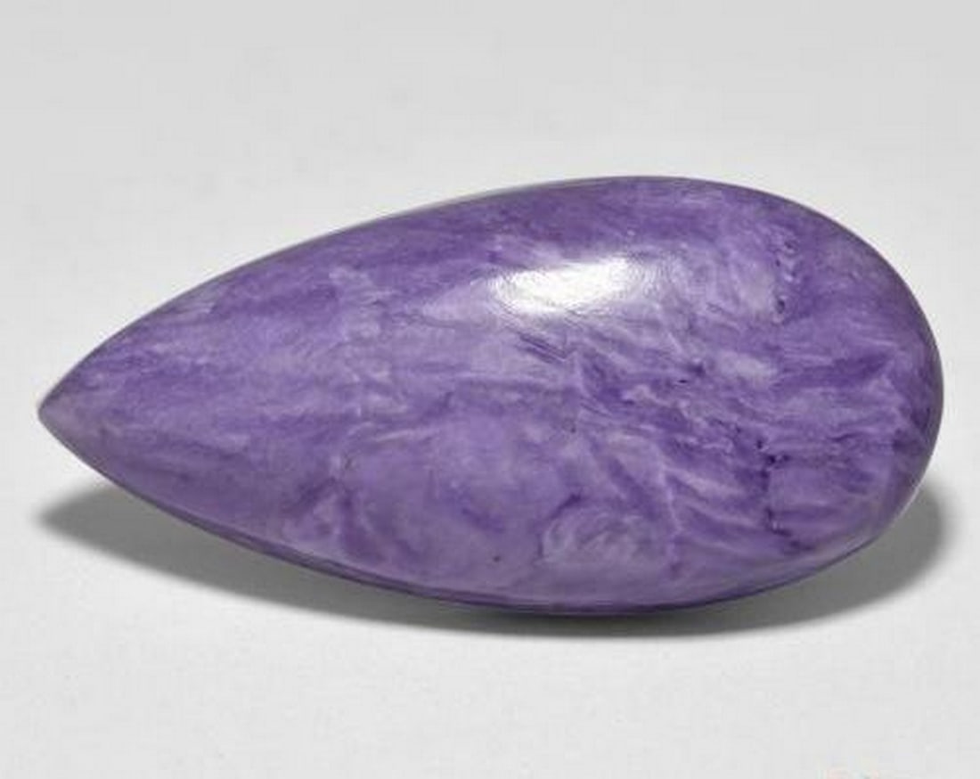 25.23 ct Natural Light Purple Violet Charoite, Pear Shape, Opaque, Russia (1 of 3)