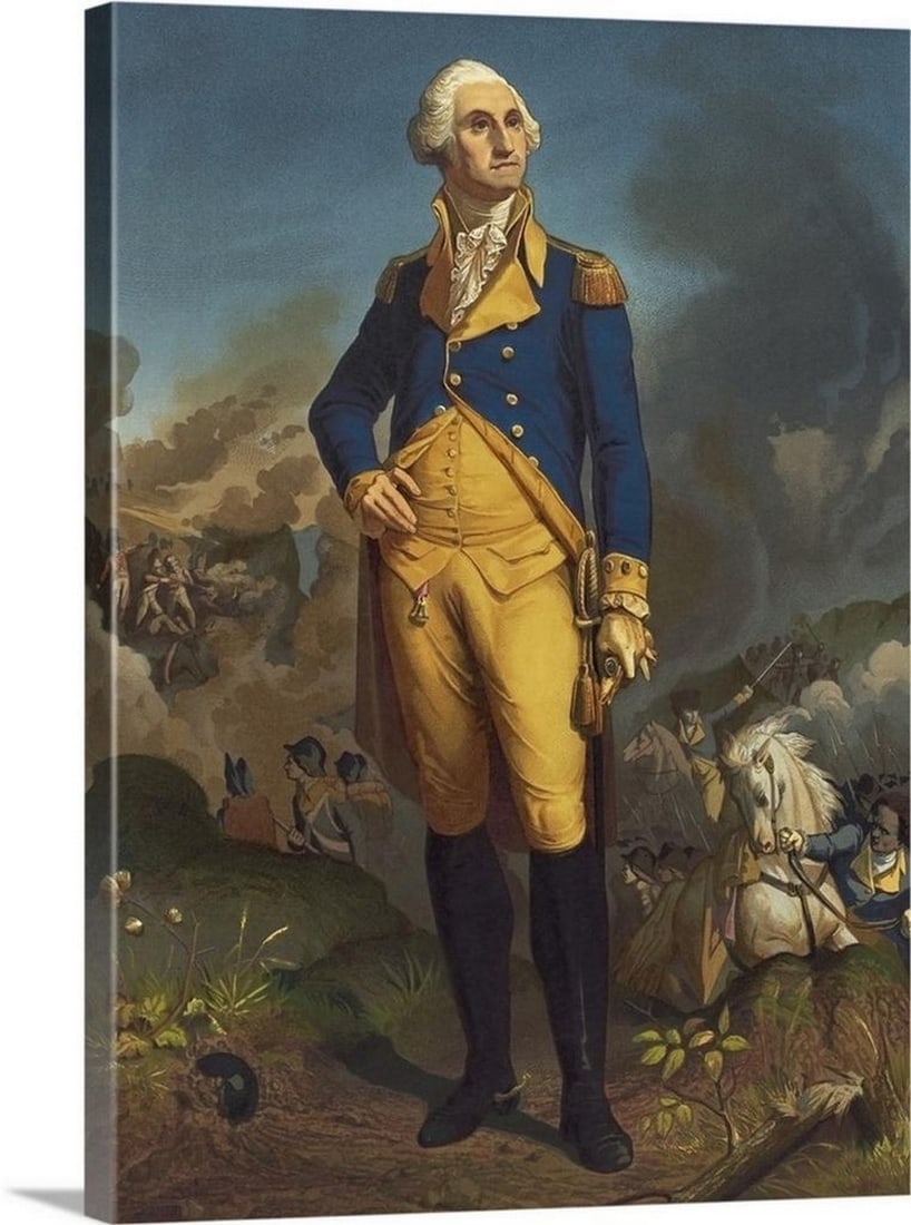 George Washington With War Scene Canvas Reproduction – 18" × 24" (1 of 2)
