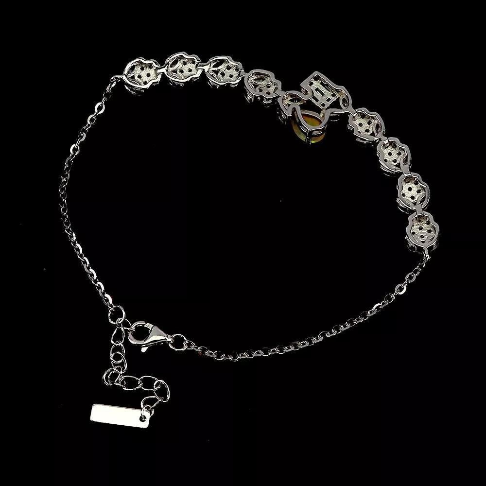 7" Fire Opal 925 Sterling Silver Bracelet - 3