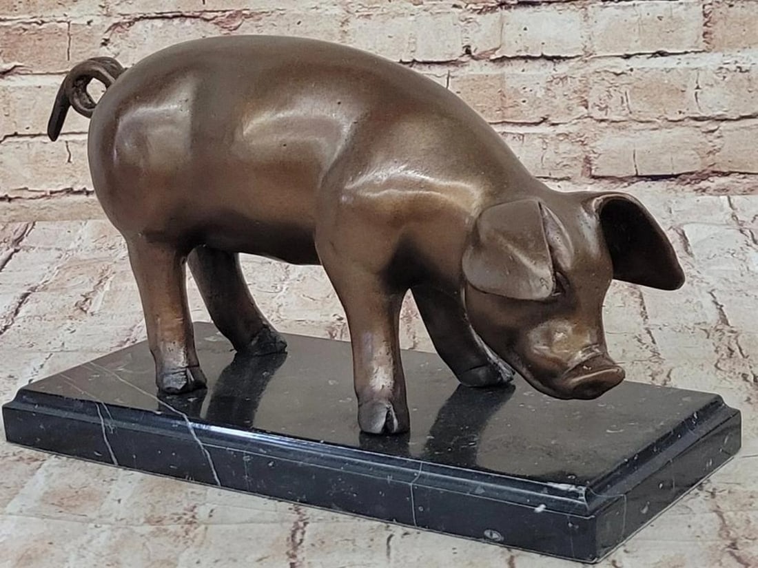 Standing Farm Piglet Inspired Bronze Statue - 8" x 12" (1 of 6)