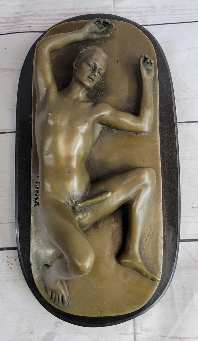 Provocative Allure Bronze Sculpture by Nick - 5" x 11": Provocative Allure Bronze Sculpture by Nick - 5" x 11" Reclining with seductive confidence, this bronze sculpture captures the raw sensuality of a proud gay man, his lean, muscular physique on