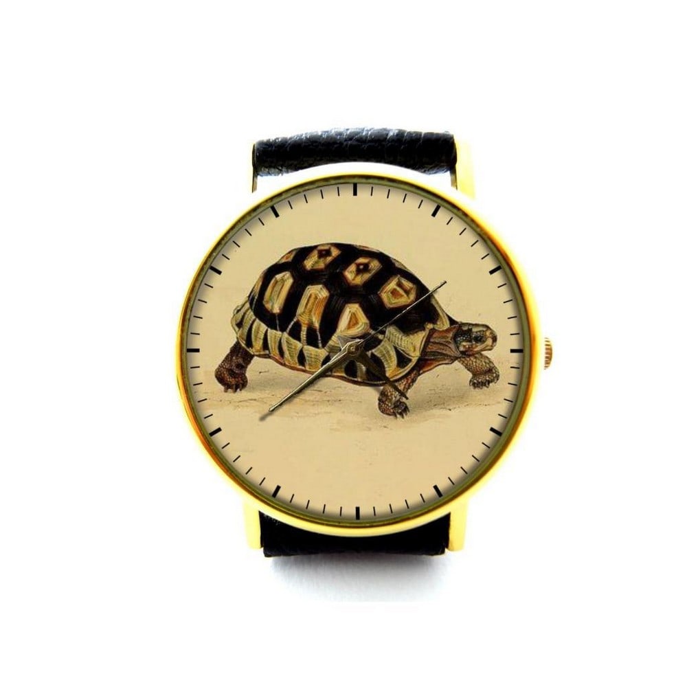 Unique Watch With Sea Turtle on Dial and Genuine Leather Band (1 of 2)