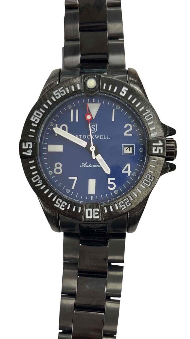 Men's STOCKWELL Automatic Watch, Blue Dial, Black Stainless Steel Strap (1 of 2)