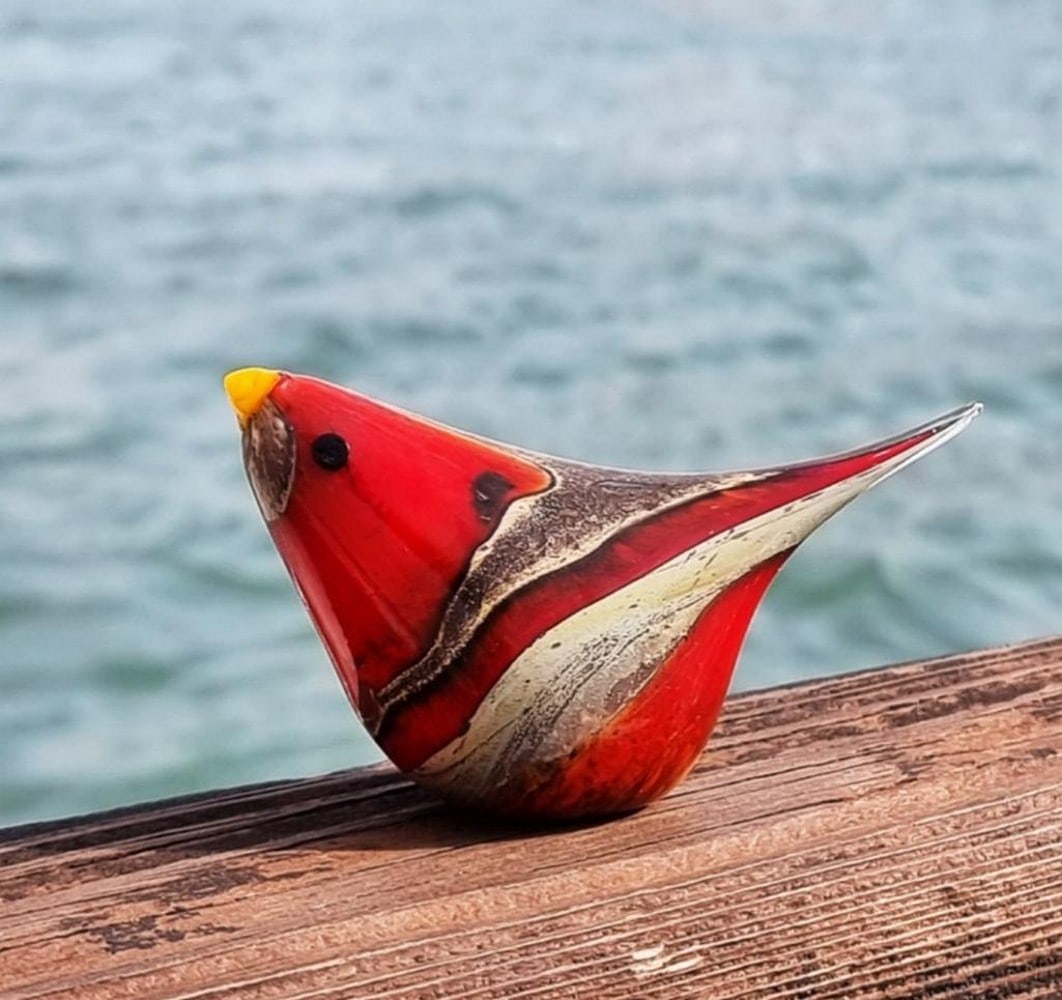 Red Sparrow – Murano Glass Animal Figurine: Red Sparrow – Murano Glass Animal Figurine This Murano glass sparrow figurine is handcrafted using the lampworking technique, with no molds used, making each piece unique. The figurine features care