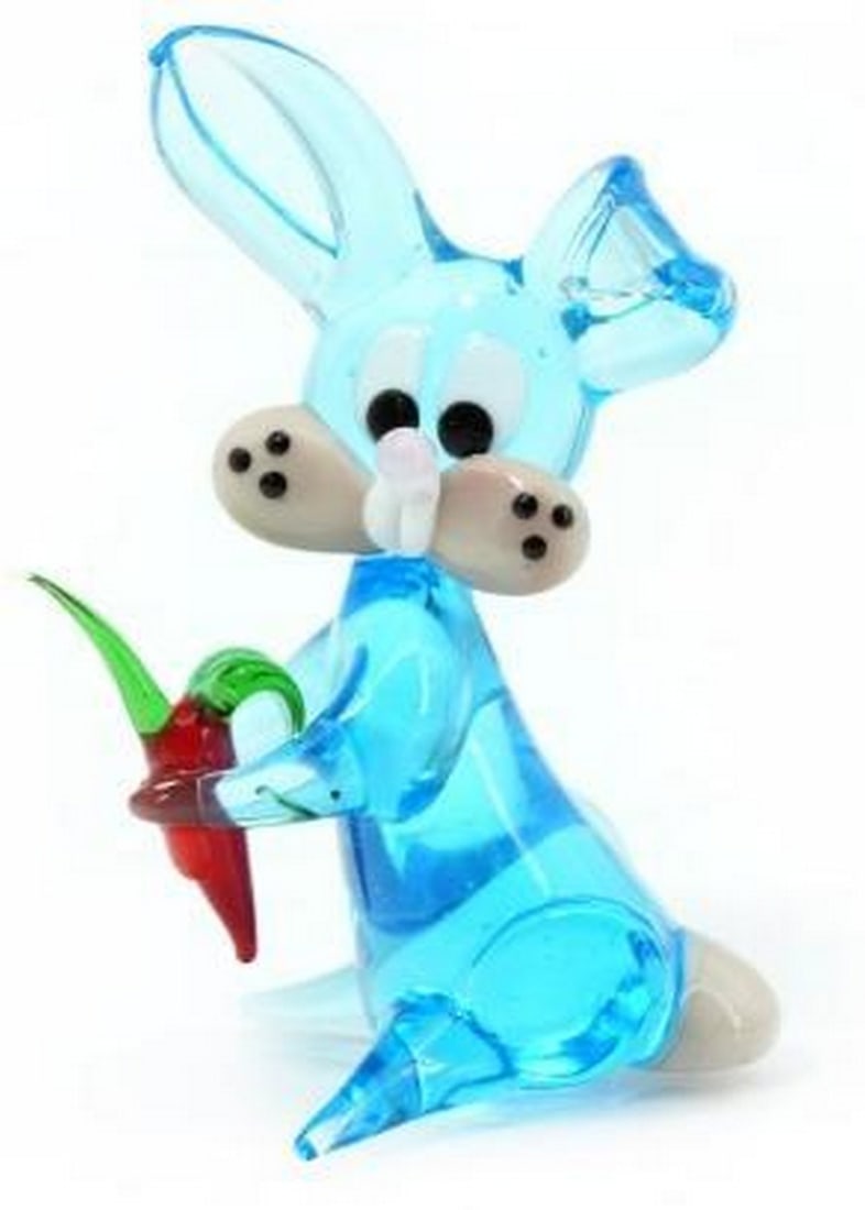 Goofy Blue Bunny Murano Glass Sculpture (1 of 3)