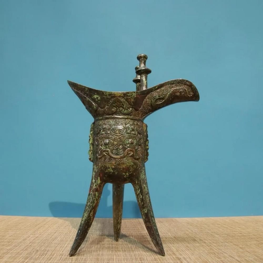Antique Chinese Bronze Horn Cup Statue Ornament (1 of 6)