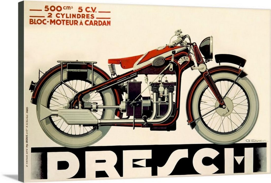 Dresch 500 CC Motorcycle 1935 Vintage Poster (1 of 2)