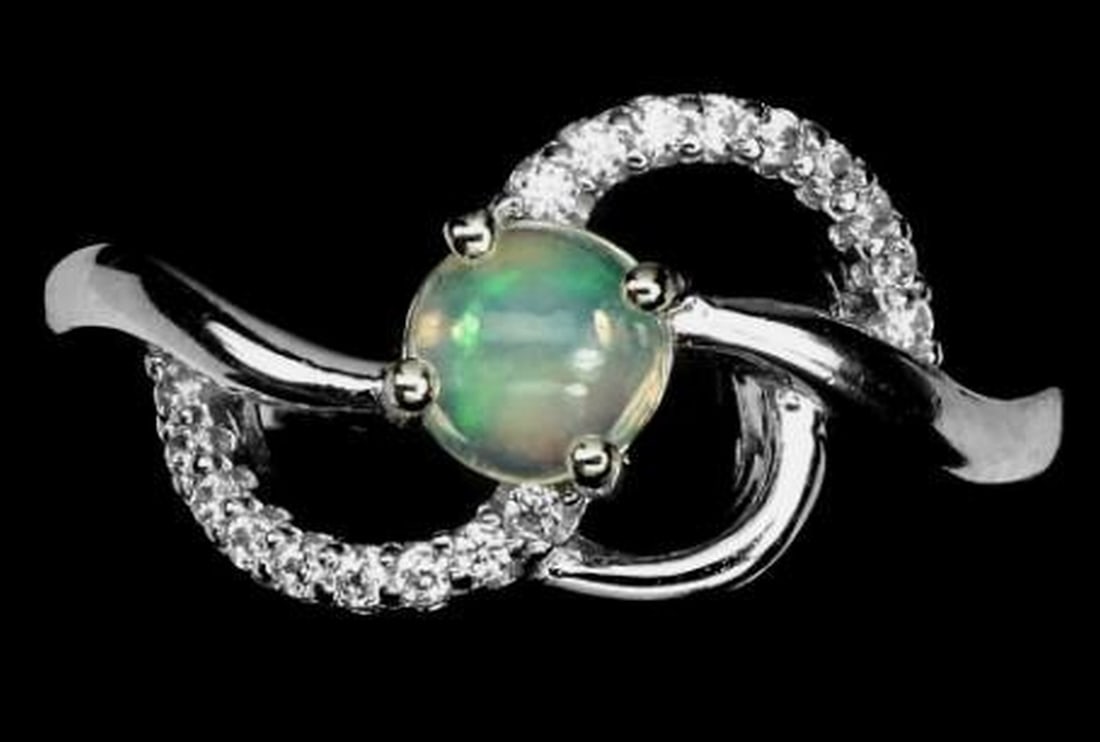 Sterling Silver Fire Opal CZ Statement Ring (1 of 3)