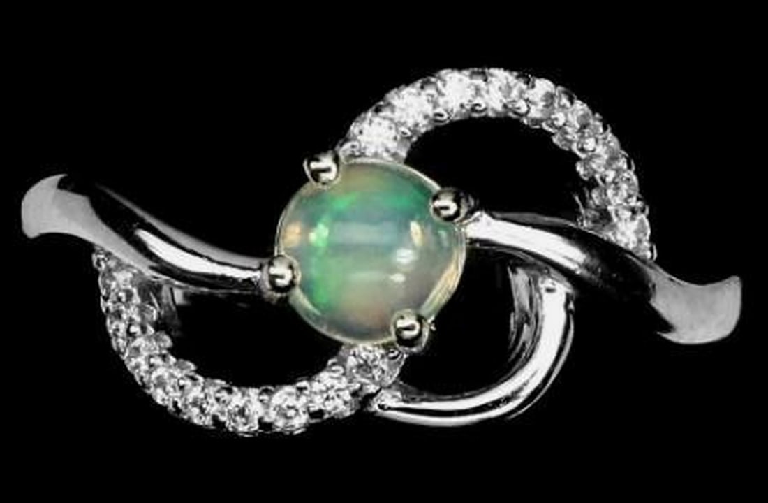 Sterling Silver Fire Opal CZ Statement Ring - 3