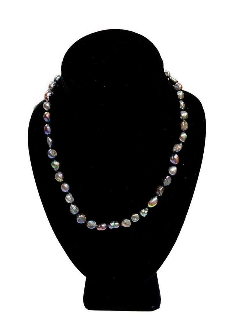 18" Midnight Radiance Freshwater Baroque Black Necklace Pearls (1 of 4)
