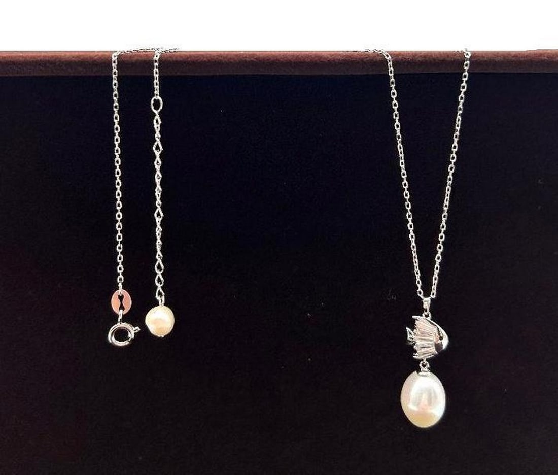 Fish With Pearl Drop Necklace - 3