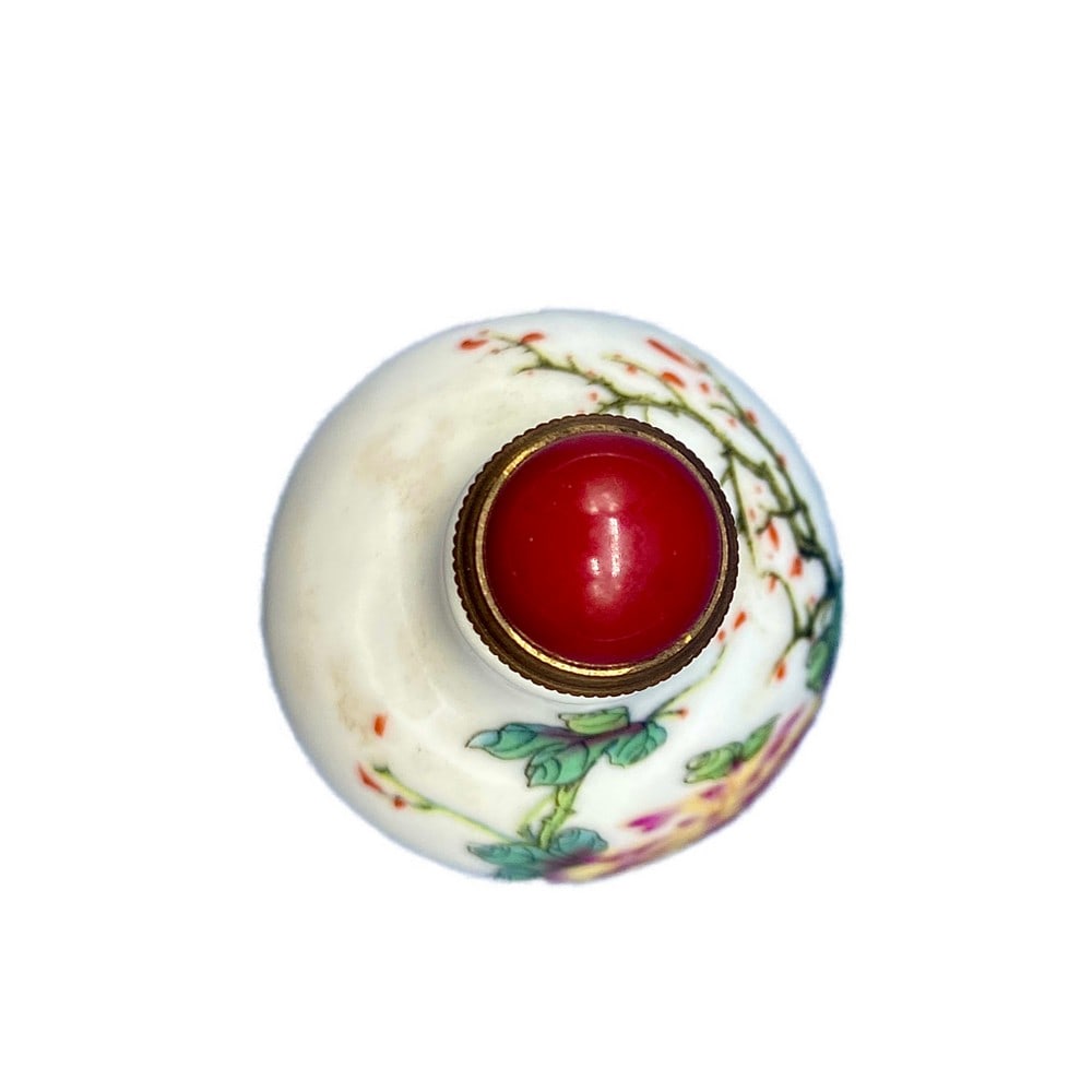 UNIQUE HANDMADE CHINESE PORCELAIN AND JASPER SNUFF BOTTLE - 4