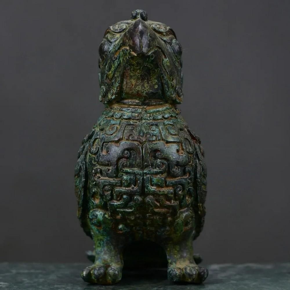 Antique Chinese Bronze Bird Lady Hao Hao Statue (1 of 6)