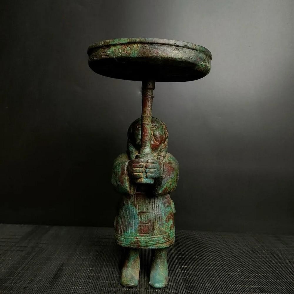 Antique Chinese Bronze Human Lamp Statue Ornament (1 of 7)