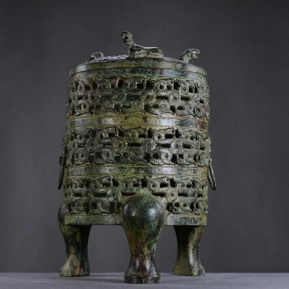 Antique Chinese Inscribed Hollow Bronze Ornament (1 of 7)