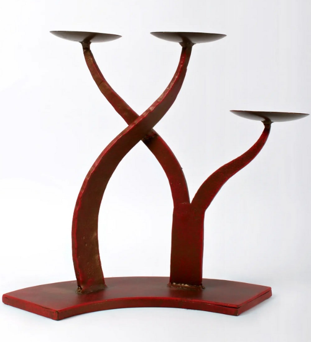 12" Iron Three-Cup Candle Holder – Home Decor (1 of 3)