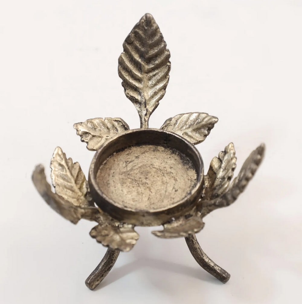 3" Brass Leaf Design Candle Stand (1 of 2)