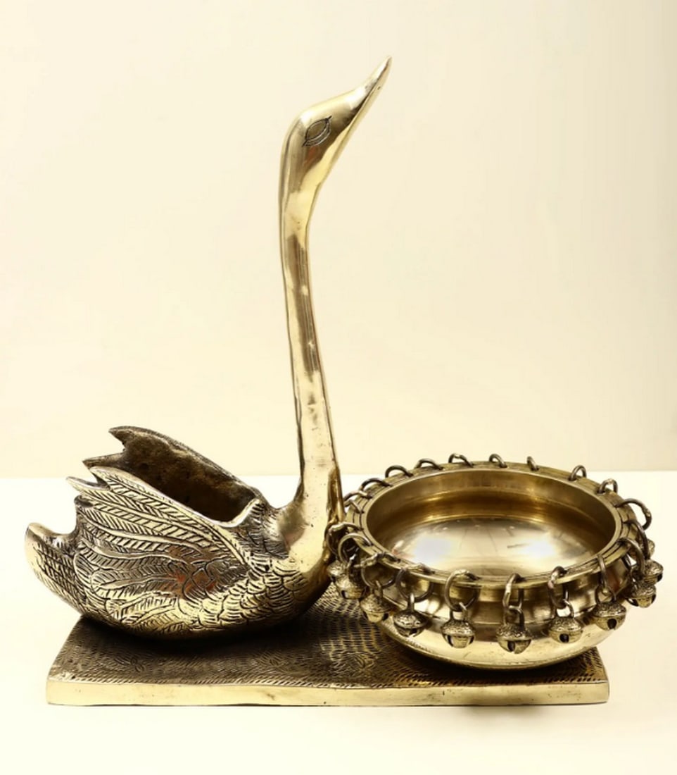 12" Traditional Urli with Swan (1 of 3)