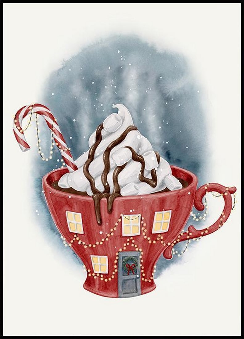 Red Cup of Warmth Holiday Wall Art Poster - 28" x 20" (1 of 2)