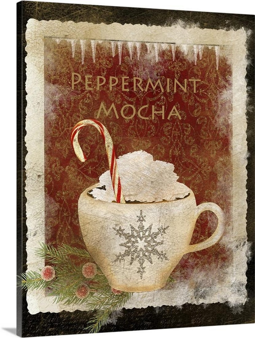 Holiday Warmth Candy Cane Mocha Delight Wall Art Canvas - 20" x 16" (1 of 2)