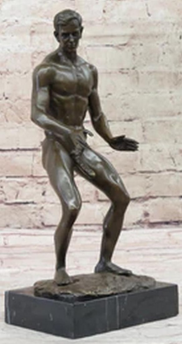 Love You This Much Nude Male Figure Original Bronze Sculpture - 12" x 5.5": Love You This Much Nude Male Figure Original Bronze Sculpture - 12" x 5.5" This striking bronze sculpture features a proud gay man standing confidently in his bare form. With muscular arms o
