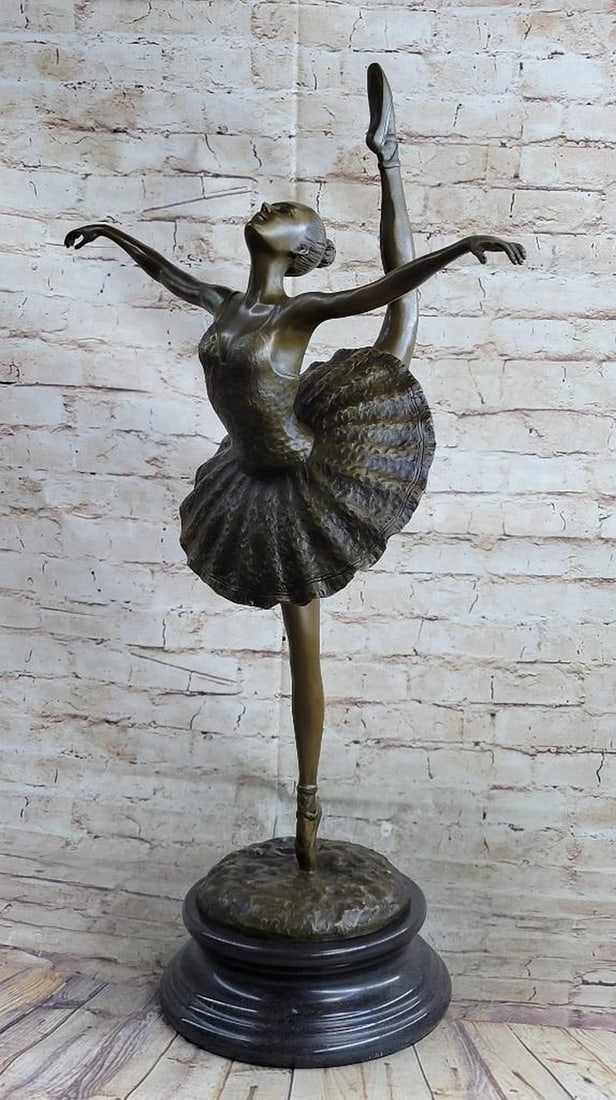 Extra Large Signed Original Classic Artwork Ballerina Bronze Sculpture Statue - 31lbs: Grace and elegance are beautifully captured in our Ballet Dancer Girl Bronze Metal Statue. This original piece, signed by Collett, is a stunning tribute to the beauty and discipline of ballet. With a