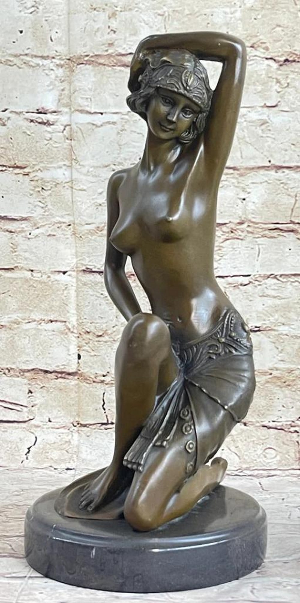 Eternal Allure Milo's Inspired Bronze Sculpture of a Nude Erotic Beauty on Marble Base - 13" x 6": Eternal Allure Milo's Inspired Bronze Sculpture of a Nude Erotic Beauty on Marble Base - 13" x 6" In a display of grace and allure, this exceptional bronze sculpture captures the captivat