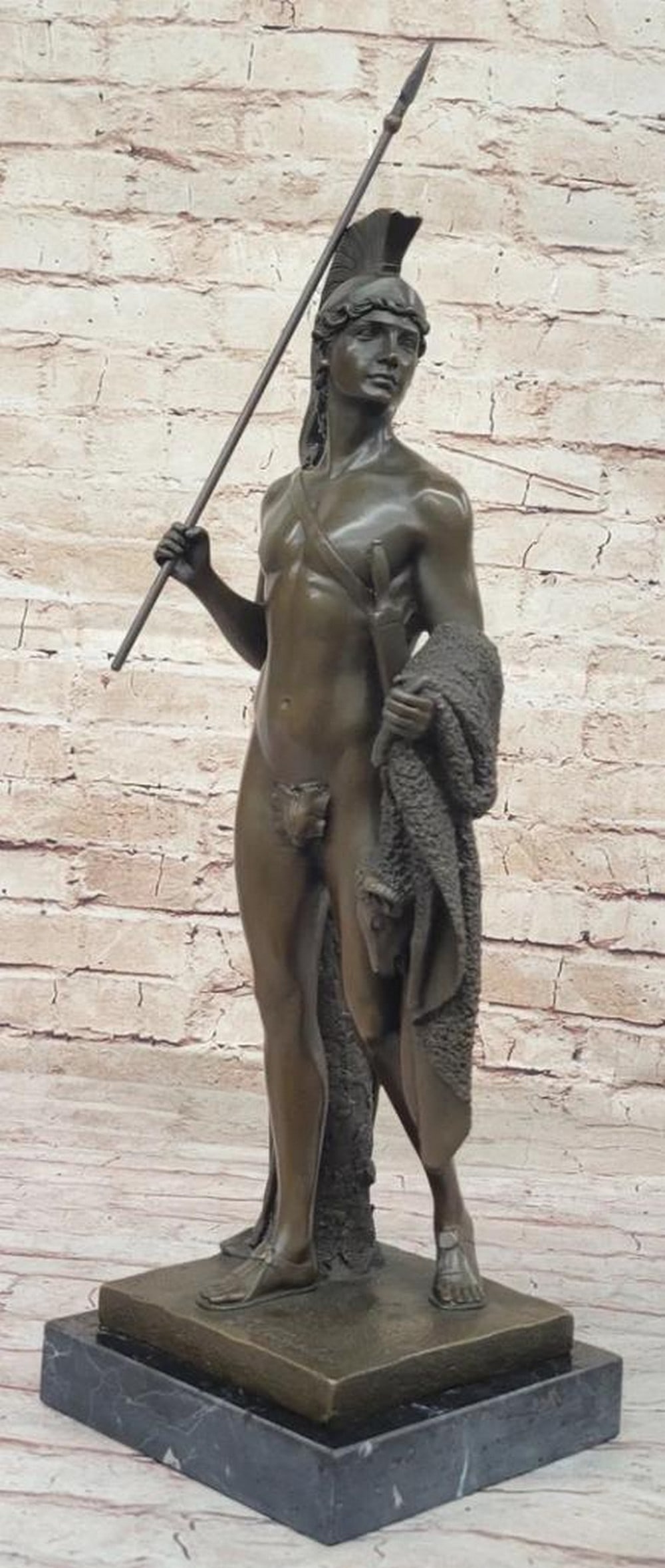 Thorvaldsen's Jason with Golden Fleece Inspired Bronze Statue on Marble Base - 20" x 6": Thorvaldsen's Jason with Golden Fleece Inspired Bronze Statue on Marble Base - 20" x 6" Embark on a journey into classical mythology with Thorvaldsen's masterpiece, the Jason with Gol