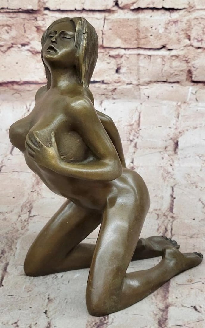 Sensual Bliss Original Bronze Sculpture by Nino Oliviono - 9" x 5": Sensual Bliss Original Bronze Sculpture by Nino Oliviono - 9" x 5" Immerse yourself in the evocative beauty of "Sensual Bliss," a bronze sculpture by renowned artist Nino Oliviono. Th