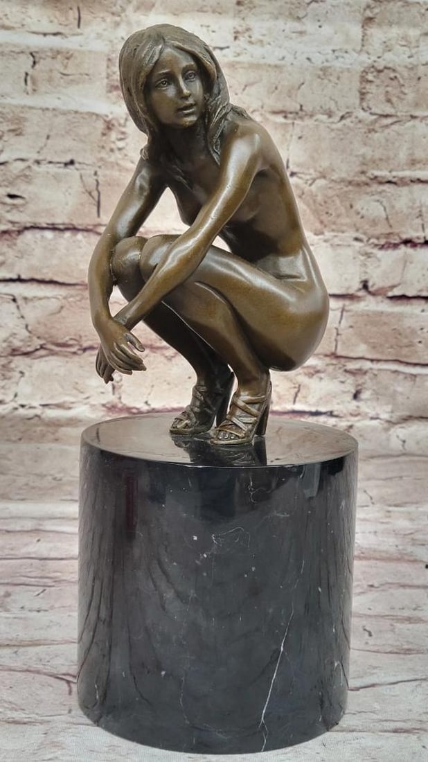 Contemplative Girl Original Bronze Sculpture by Miguel Lopez (Milo) - 11" x 4.5": Contemplative Girl Original Bronze Sculpture by Miguel Lopez (Milo) - 11" x 4.5" Gracefully portraying youthful innocence and beauty, this captivating bronze sculpture captures a peaceful girl