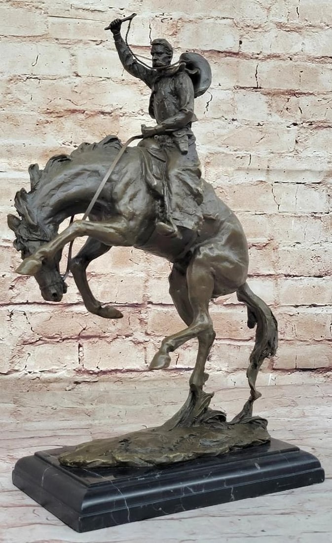 Wild West Spirit Bronco Buster Hot Cast Original Bronze Sculpture - 15" x 11": Wild West Spirit Bronco Buster Hot Cast Original Bronze Sculpture - 15" x 11" Wild West Spirit Bronco Buster Hot Cast Bronze Sculpture – a stunning homage to the rugged bravery of the Americ