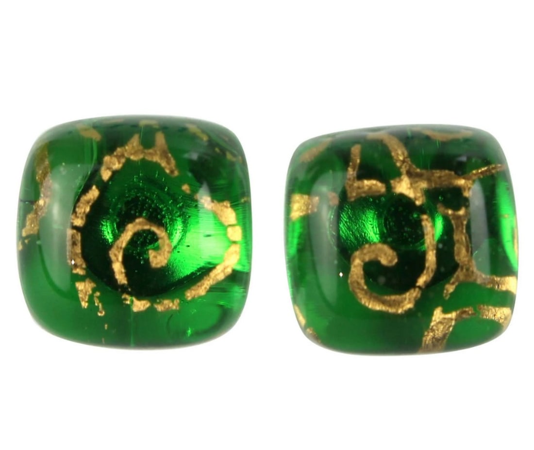 Green Button Earrings – Murano Glass Fusion Art: Green Button Earrings – Murano Glass Fusion Art These glass earrings are handmade using the lampworking technique with authentic Murano glass. They are perfect for everyday wear, making them an exce