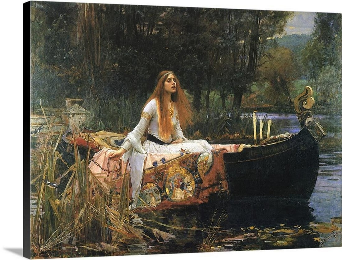 The Lady of Shalott Canvas Reproduction: The Lady of Shalott Canvas Reproduction Immerse yourself in the romantic beauty of John William Waterhouse’s The Lady of Shalott, inspired by Alfred Lord Tennyson’s poem of love, loss, and destiny