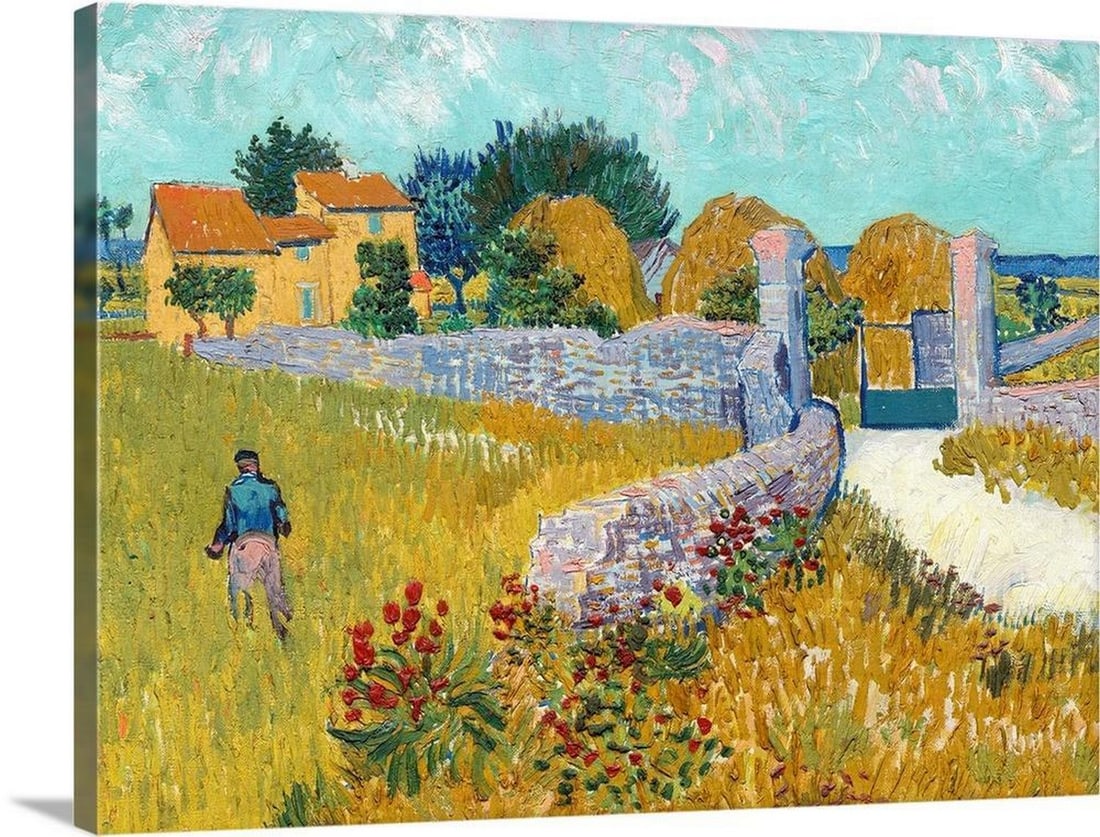 Farmhouse in Provence Canvas Reproduction: Farmhouse in Provence Canvas Reproduction Bring the warmth of the French countryside into your home with Vincent van Gogh’s Farmhouse in Provence, a radiant landscape painted during his prolific st