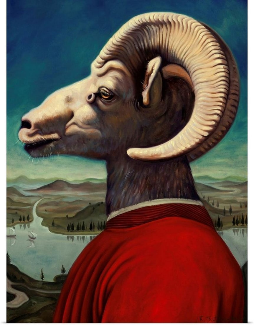 Ram Vintage Poster Print: Ram Vintage Poster Print "Ram" is a striking poster print that captures the strength and quiet dignity of this majestic animal. This poster print highlights the ram’s powerful form and textu