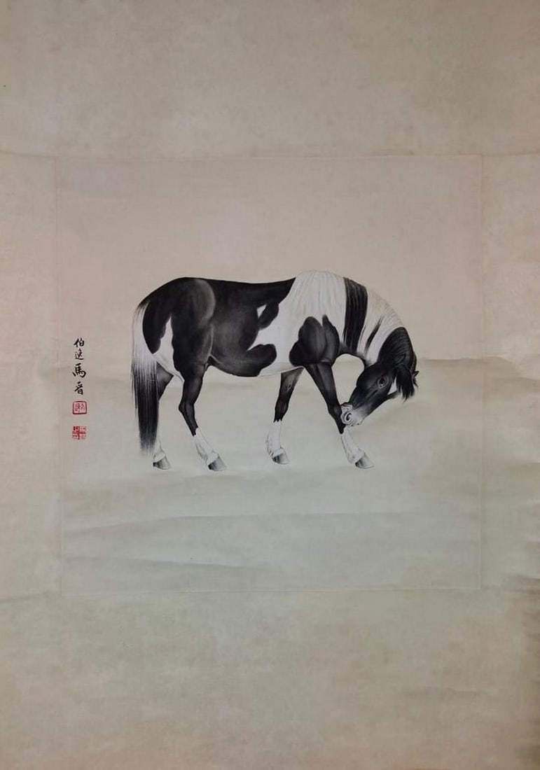 Ma Jin Inspired Hand-Painted One-Horse Scroll (1 of 9)