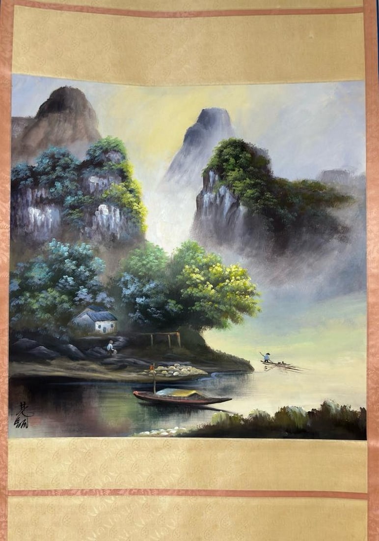 Lin Fengmian Inspired Hand-Painted Landscape Scroll (1 of 9)