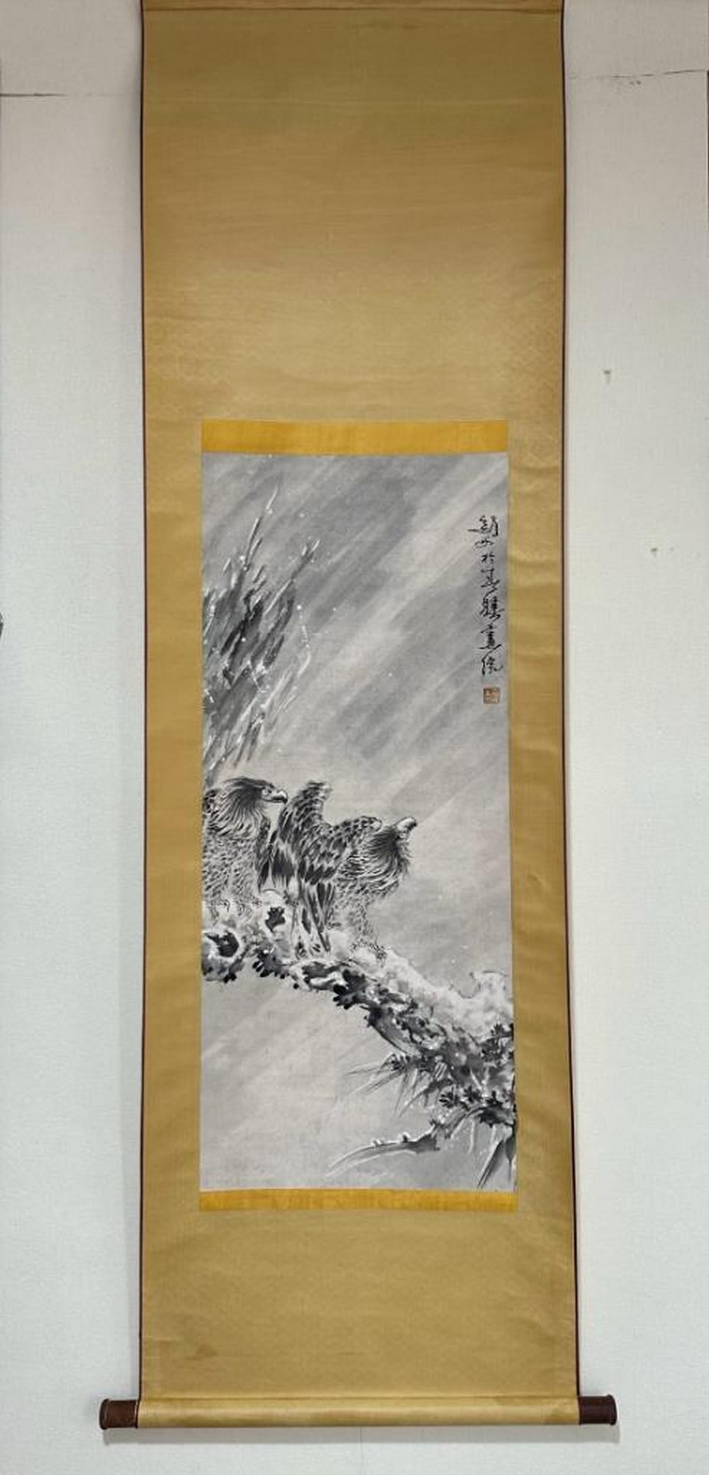 Gao Jianfu Inspired Hand-Painted Two Eagles Scroll (1 of 6)