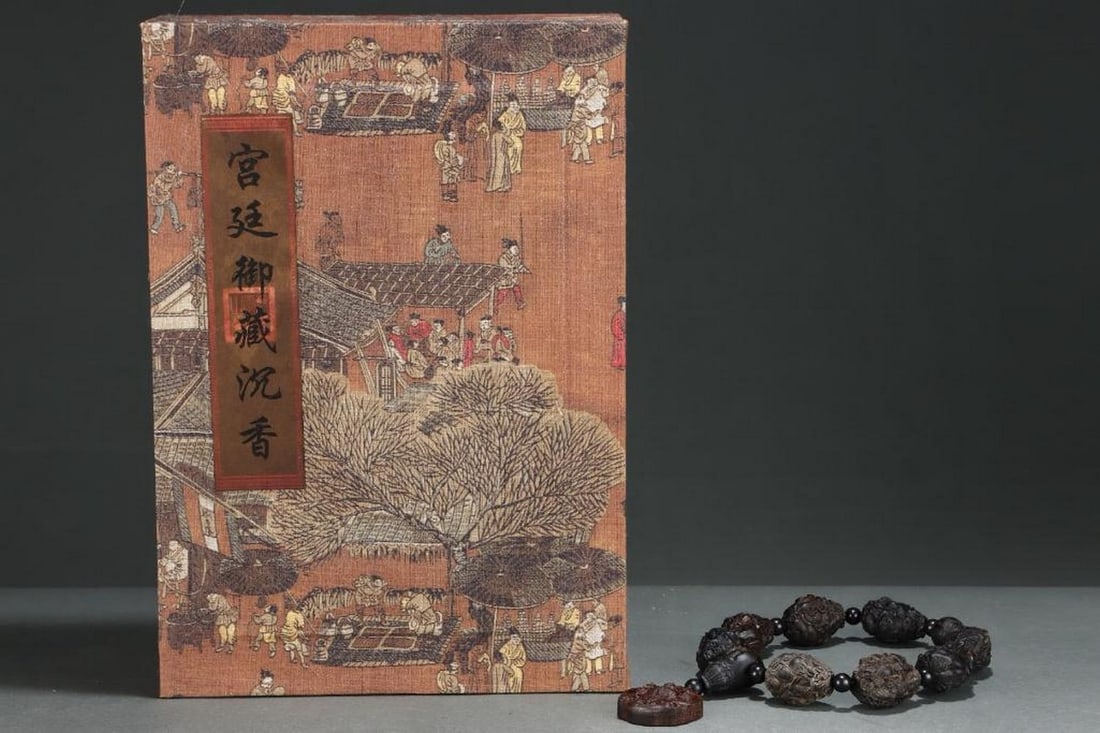 Inspired Old Palace Collection Agarwood Bracelet with Auspicious Fu Lu Shou: Inspired Old Palace Collection Agarwood Bracelet with Auspicious Fu Lu Shou An exquisite agarwood bracelet inspired from an old palace collection, intricately carved with the auspicious Fu Lu