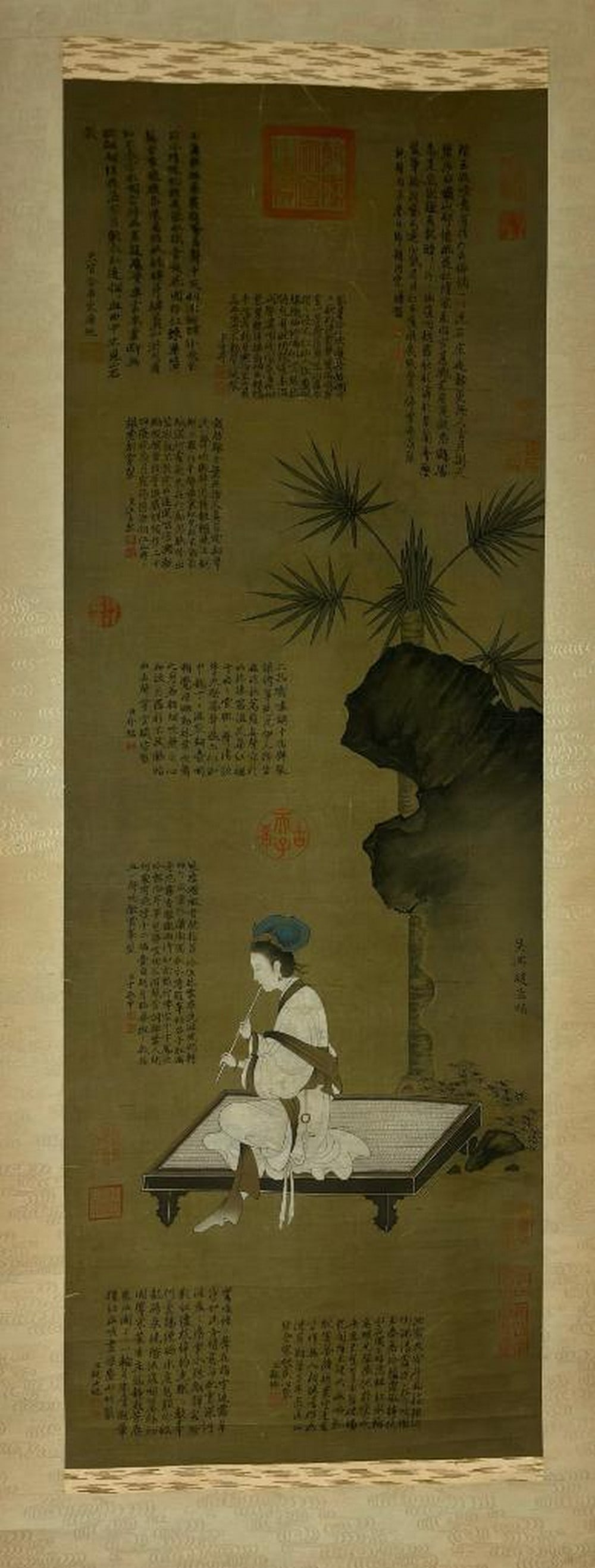 Zhao Mengji Inspired Hand-Painted Scroll: Narrative Scene (1 of 9)