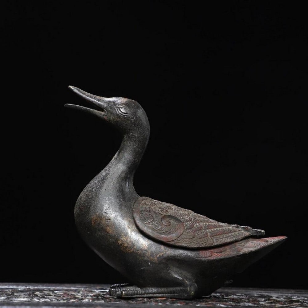 Antique Chinese Duck Incense Burner – Handcrafted Copper (1 of 4)