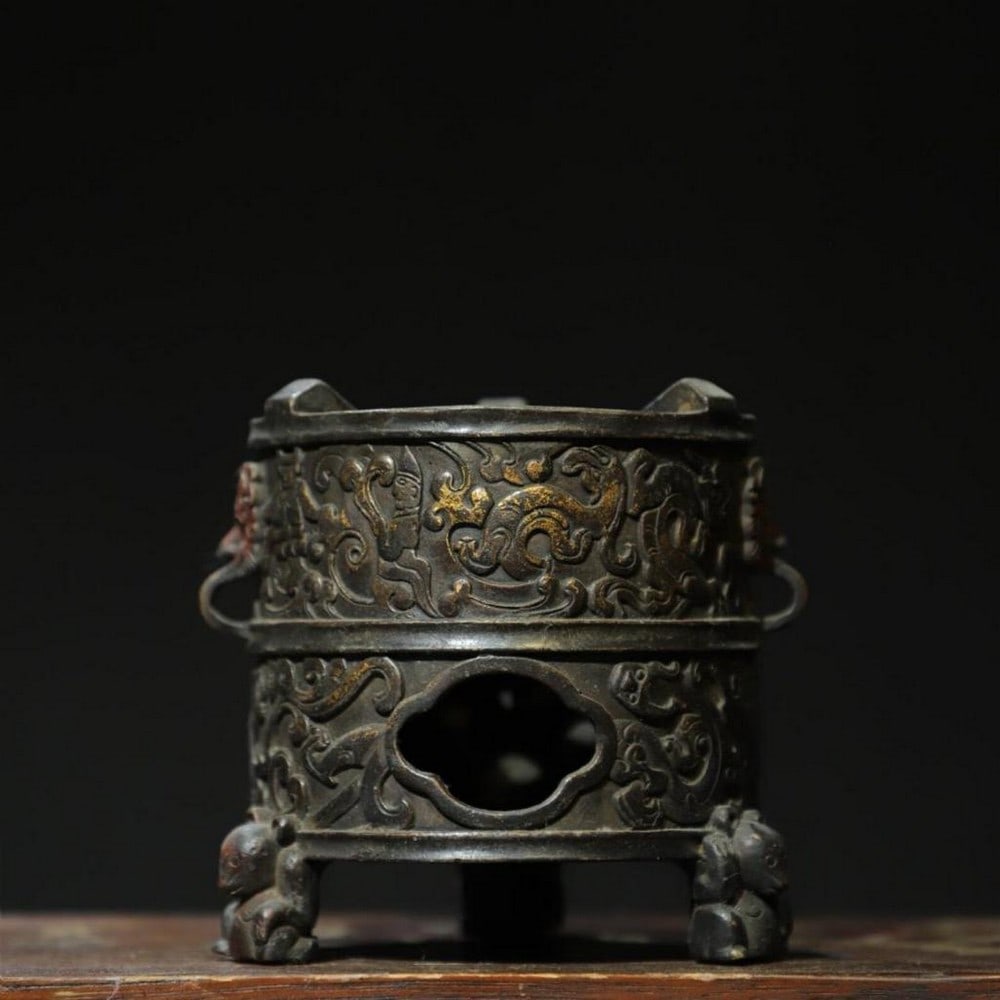 Antique Chinese Dragon Charcoal Stove Incense Burner – Handcrafted Copper (1 of 4)