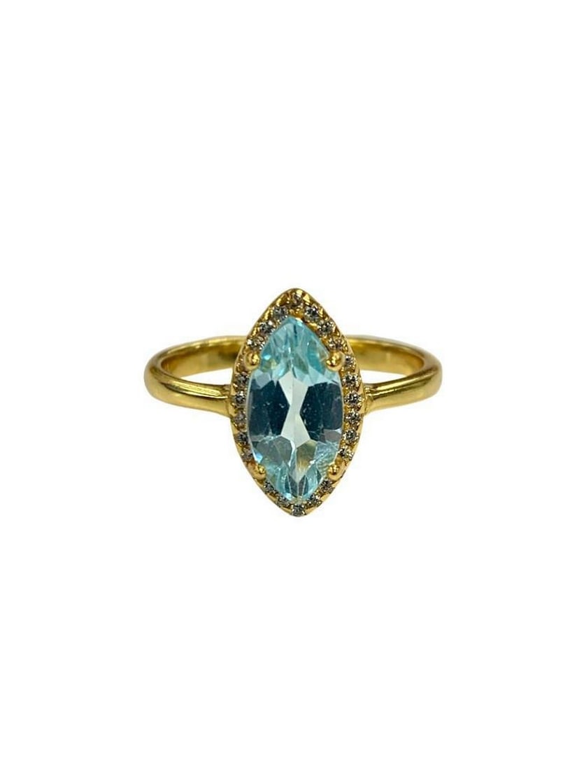 Sky Blue Irradiated Marquise Topaz 925 Sterling Silver Ring (1 of 2)