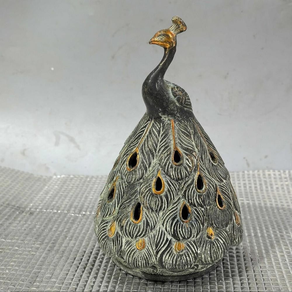 Rare Chinese Antique Gilt Bronze Peacock Incense Burner (1 of 4)
