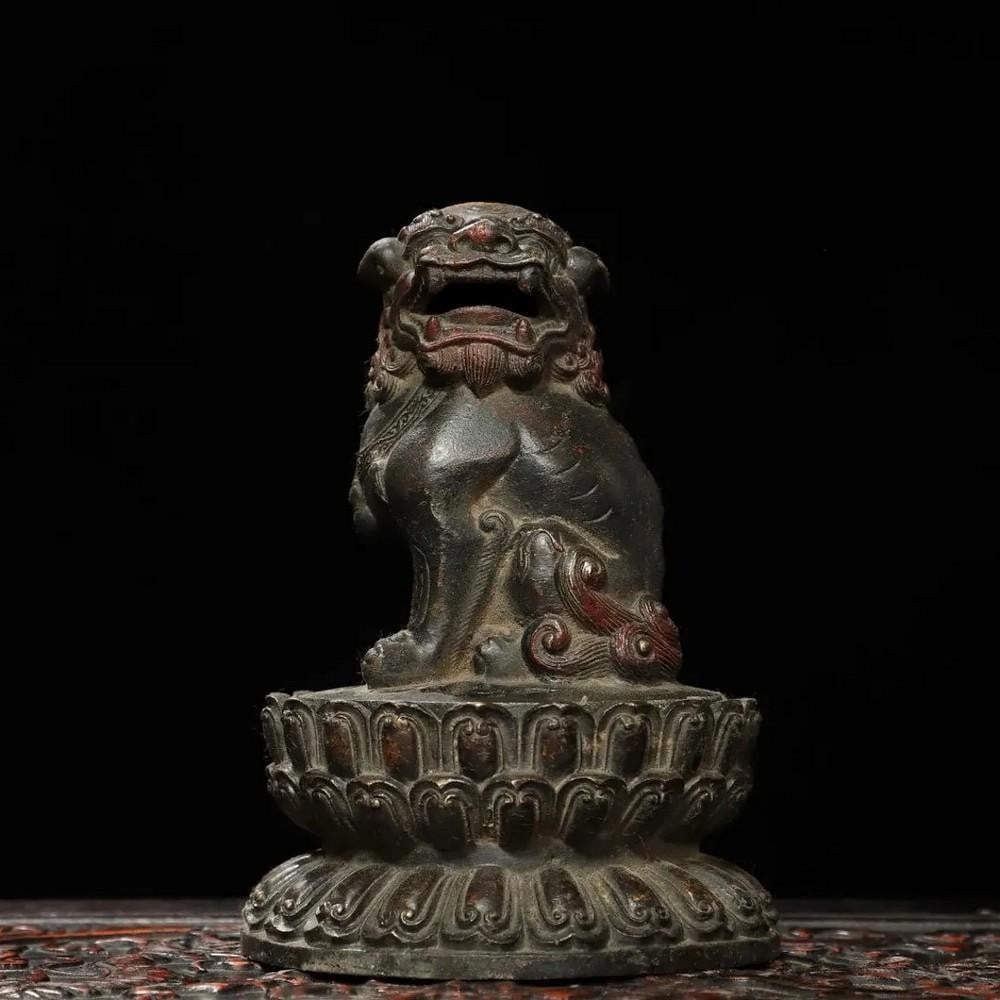 Exquisite Chinese Antique Handmade Pure Copper Lion Incense Burner (1 of 6)