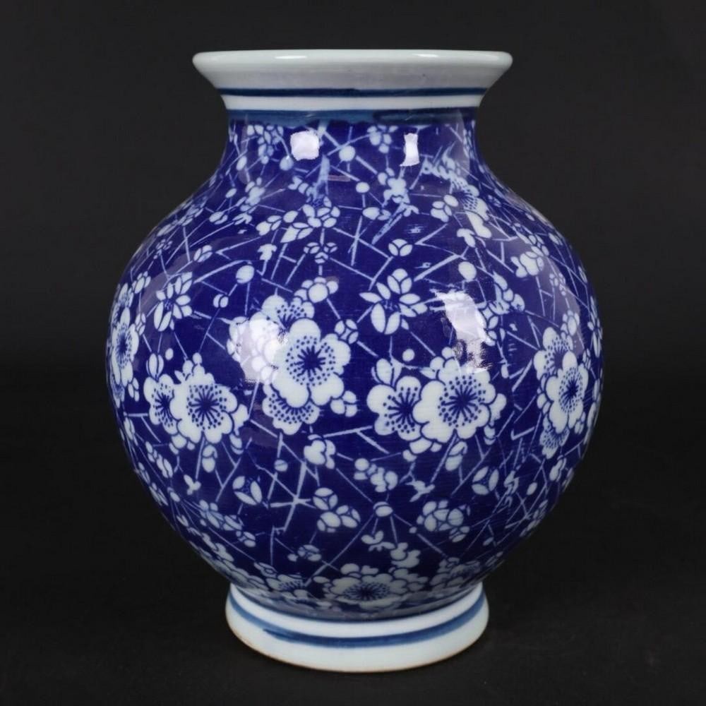 Chinese Antique Hand-Painted Blue and White Ice Plum Pattern Pomegranate Vase (1 of 5)