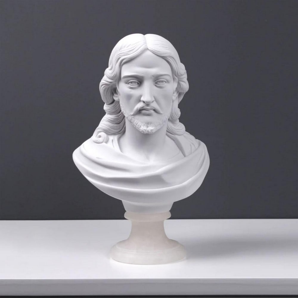 White Carrara Marble Bust Of Jesus Christ - (5.3lbs) (1 of 6)