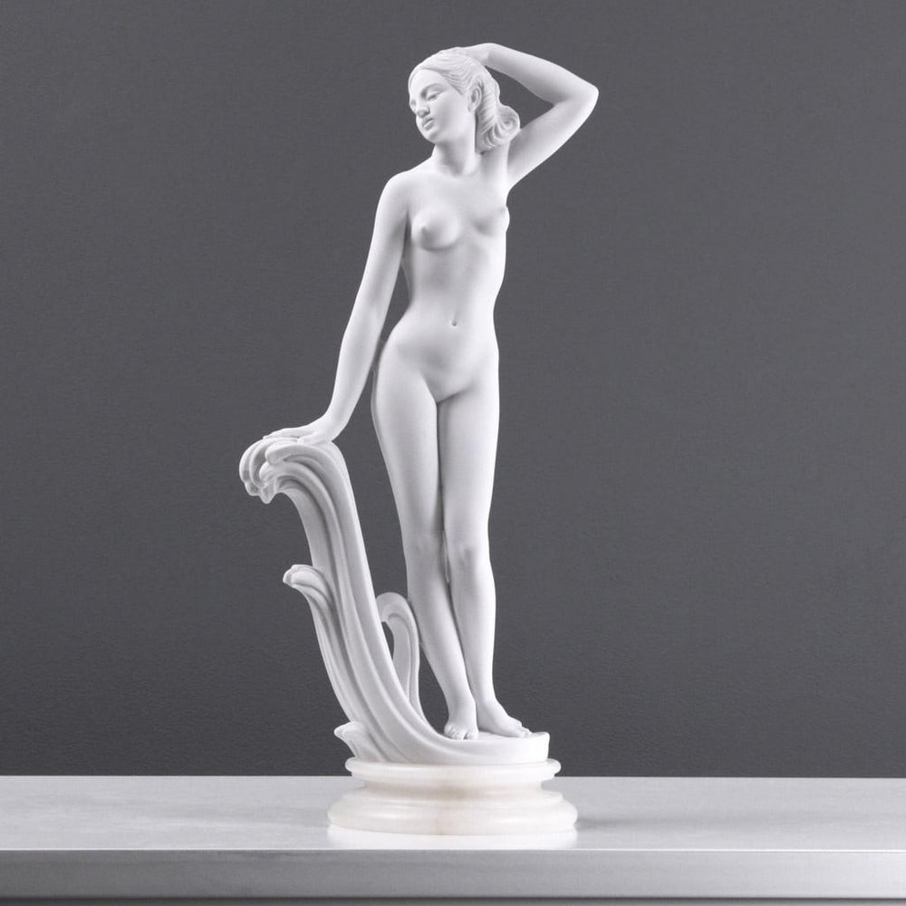 Beautiful Nude Lady "Perla" Posing Sculpture - (3.1lbs): Beautiful Nude Lady "Perla" Posing Sculpture - 3.1lbs The beautiful statue portrays Perla, who emerges from the crashing waves of the sea, much like the goddess Aphrodite. Inspired by the myt