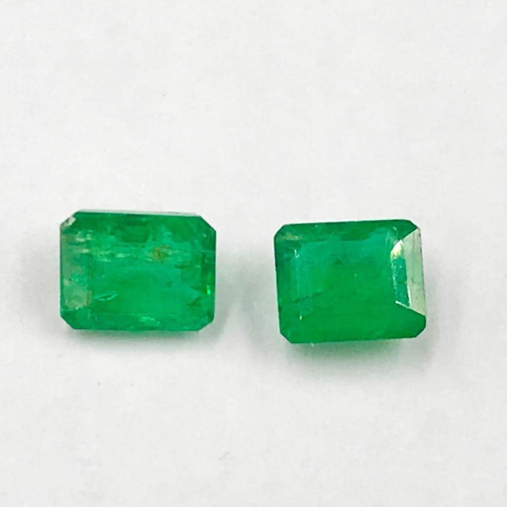 Pair of Faceted Emerald Octagons - 1.11ct Total Weight (1 of 1)